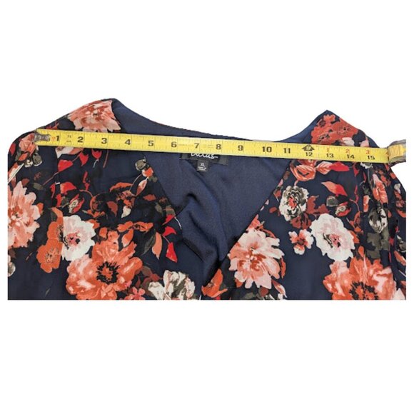 Lulus Floral Dressed Up Navy Blue Print Shift Dress Split Sleeve *Sz XL - Picture 6 of 9